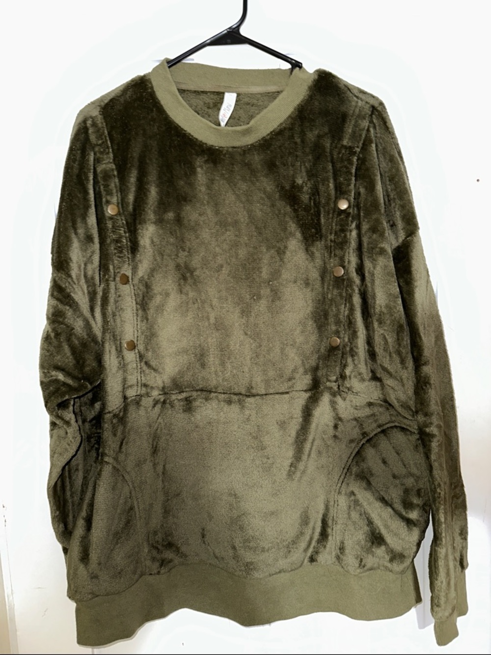 Latched Mama Olive Green Plush Pullover Sweatshirt